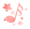 水彩風の桜と音符　ピンク