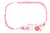 手書きクレヨンの桜と四角フレーム/ピンク