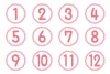 クレヨンラインサークルの数字素材/ピンク