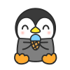 アイスクリームを食べるペンギン　透過png