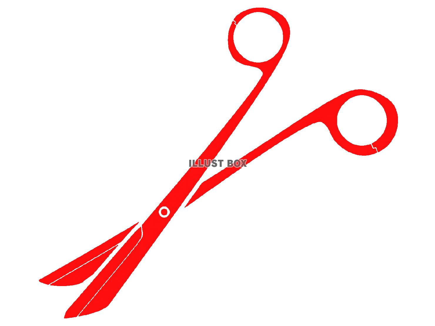 赤色モチーフの抜糸剪刀のシルエット