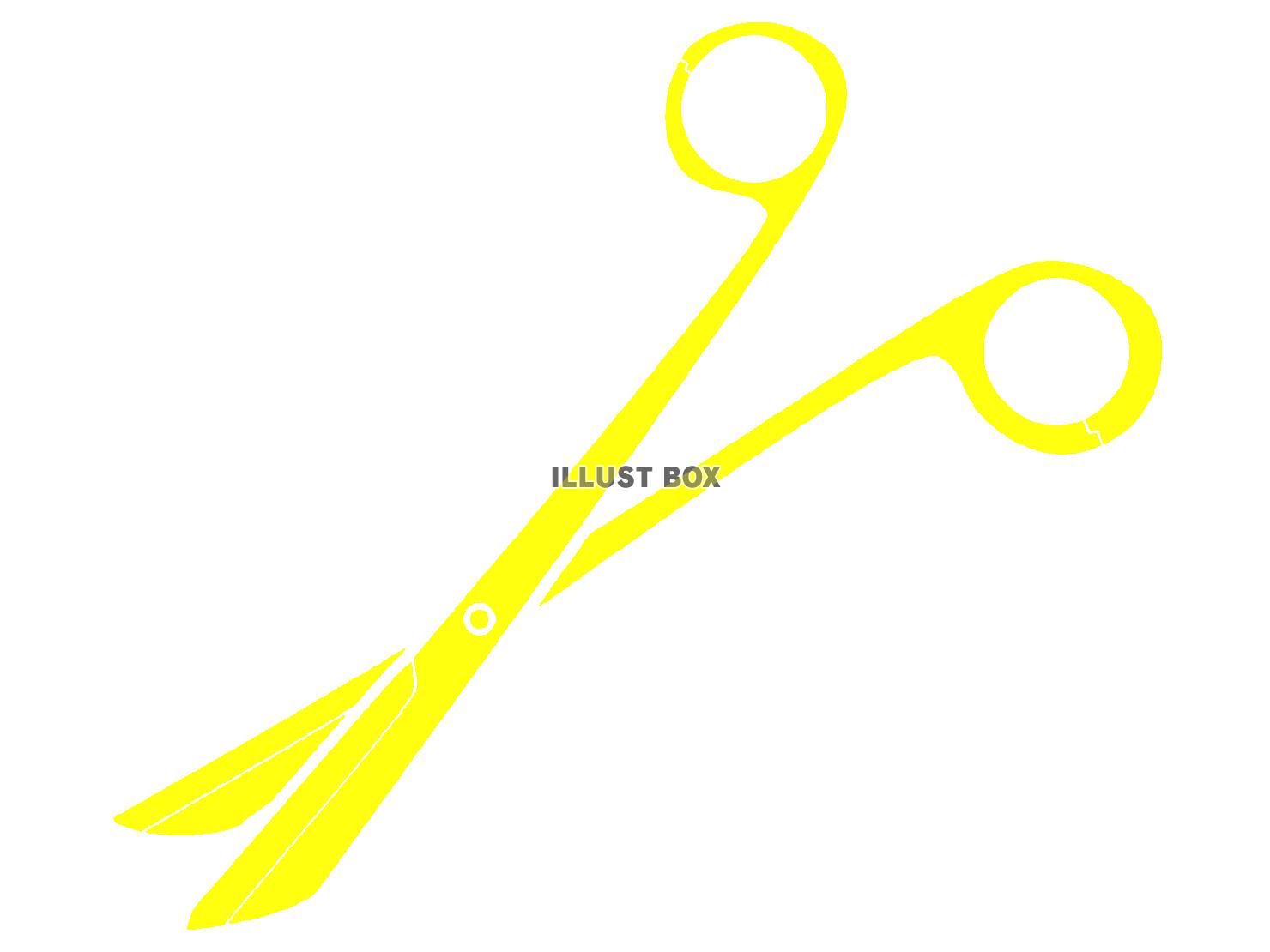 黄色モチーフの抜糸剪刀のシルエット