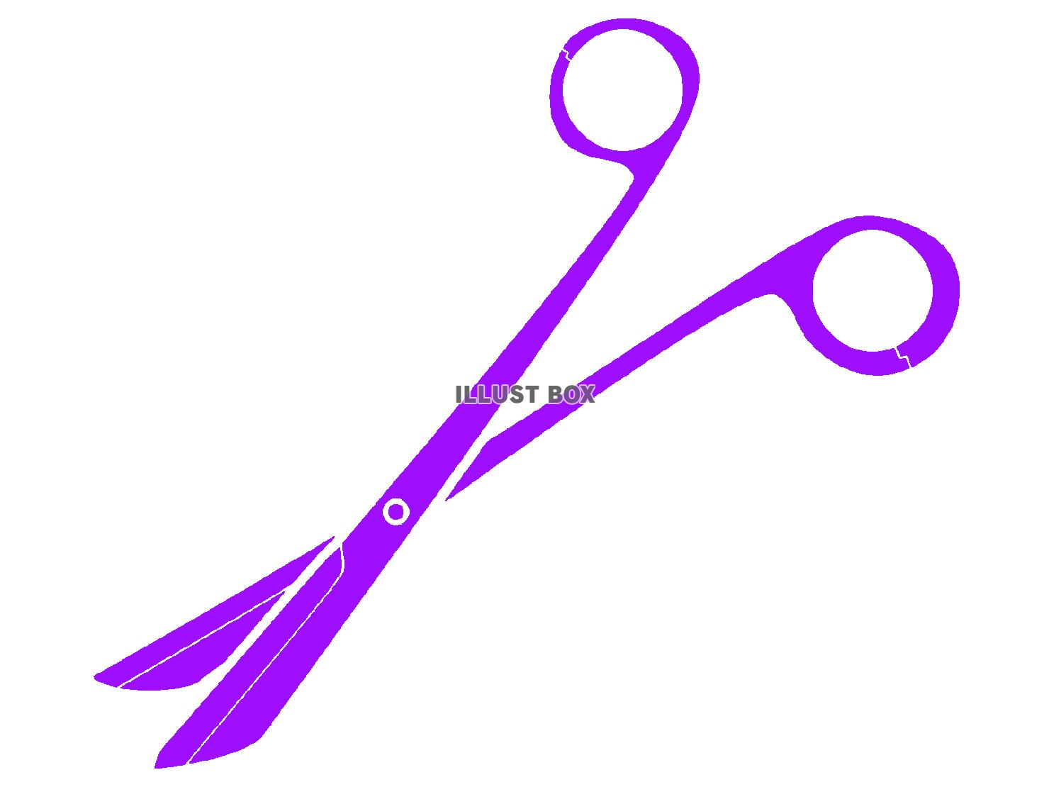 紫色モチーフの抜糸剪刀のシルエット