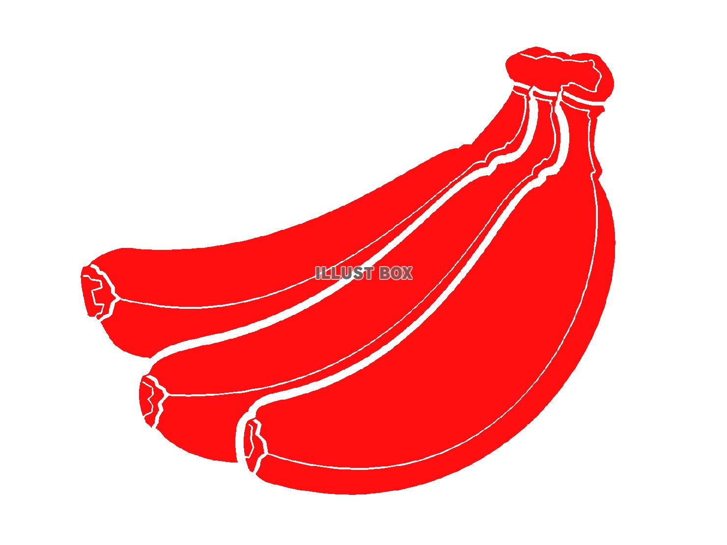 赤色モチーフのバナナのシルエット
