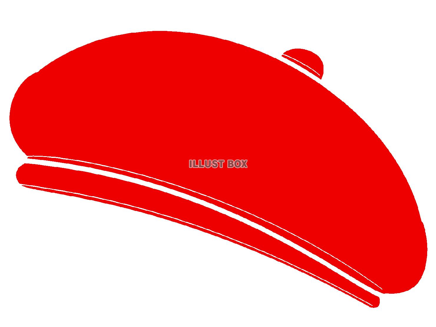 赤色モチーフのベレー帽のシルエット