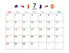 7月カレンダー　2024年　令和6年　A4横　オレンジと紺