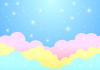 カラフル雲のあるメルヘン星空ヨコ青