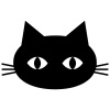 【黒猫の顔　シルエット】１　白背景jpeg