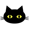 【黒猫の顔　シルエット】２　透過png