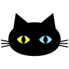【黒猫の顔　シルエット】４　白背景jpeg
