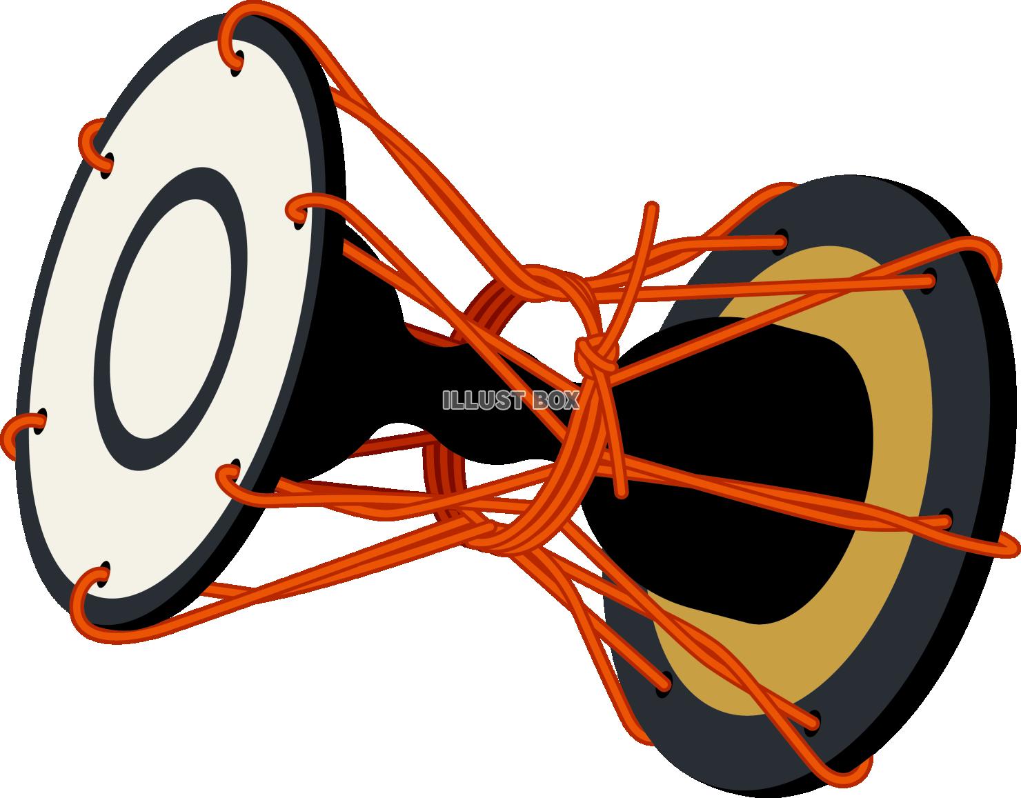 邦楽の打楽器の鼓：イラスト無料