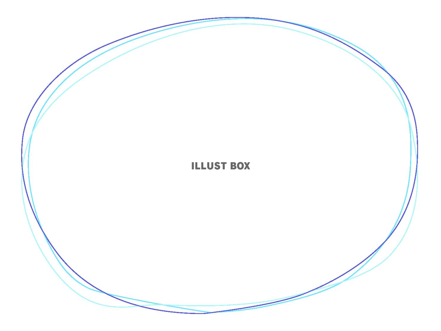 青い手描きの重なり合う楕円フレーム　447