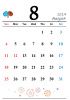 2024年（令和6年）8月　縦型カレンダー　イラスト付き