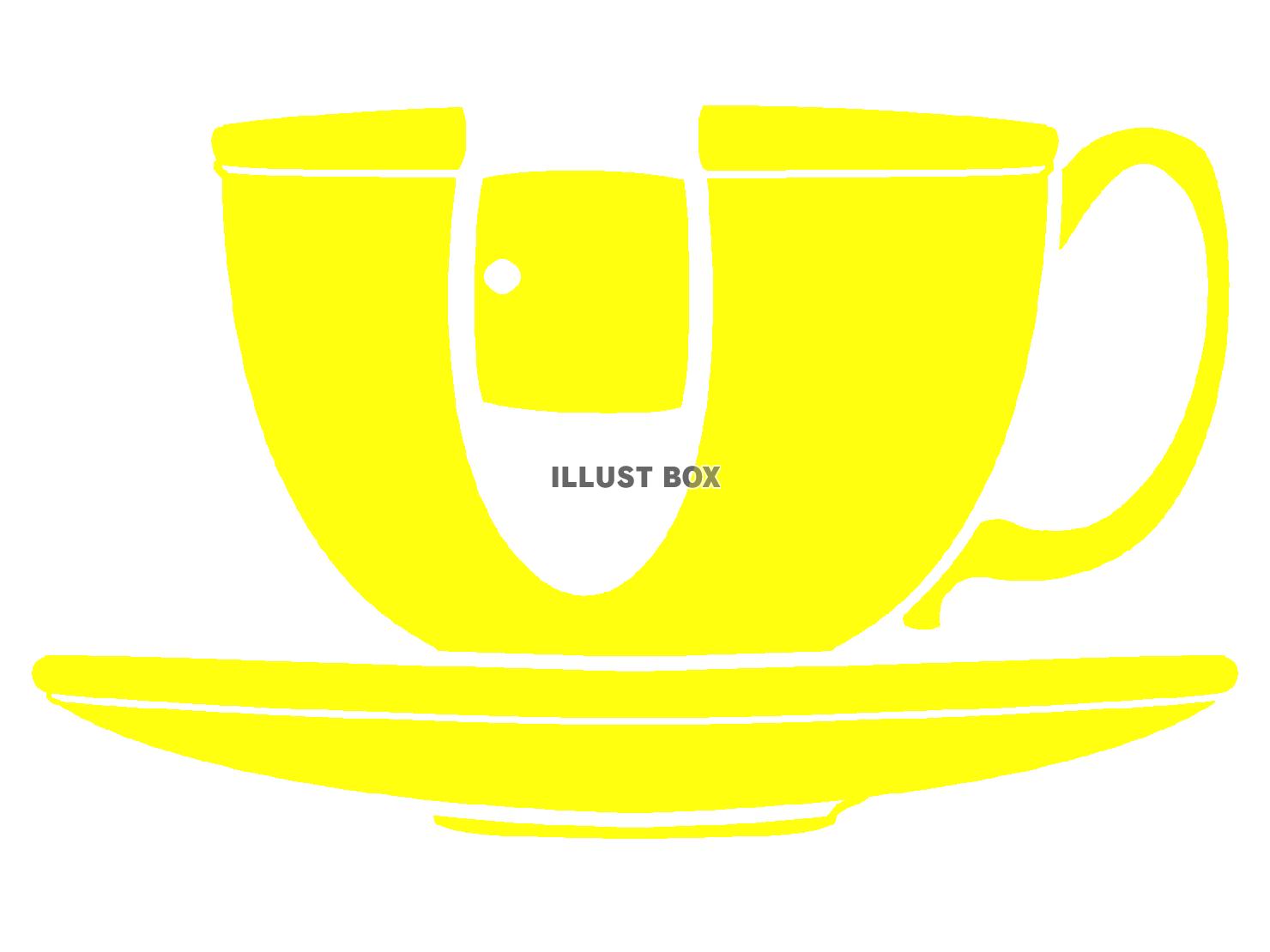 黄色の遊園地のコーヒーカップのシルエット