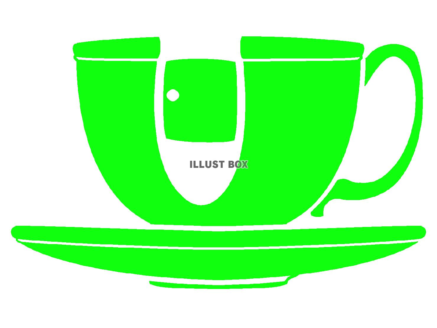 緑色の遊園地のコーヒーカップのシルエット