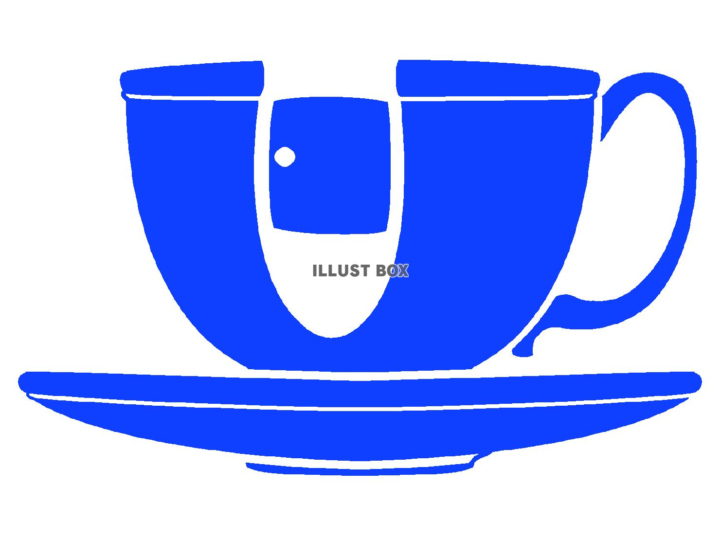 青色の遊園地のコーヒーカップのシルエット