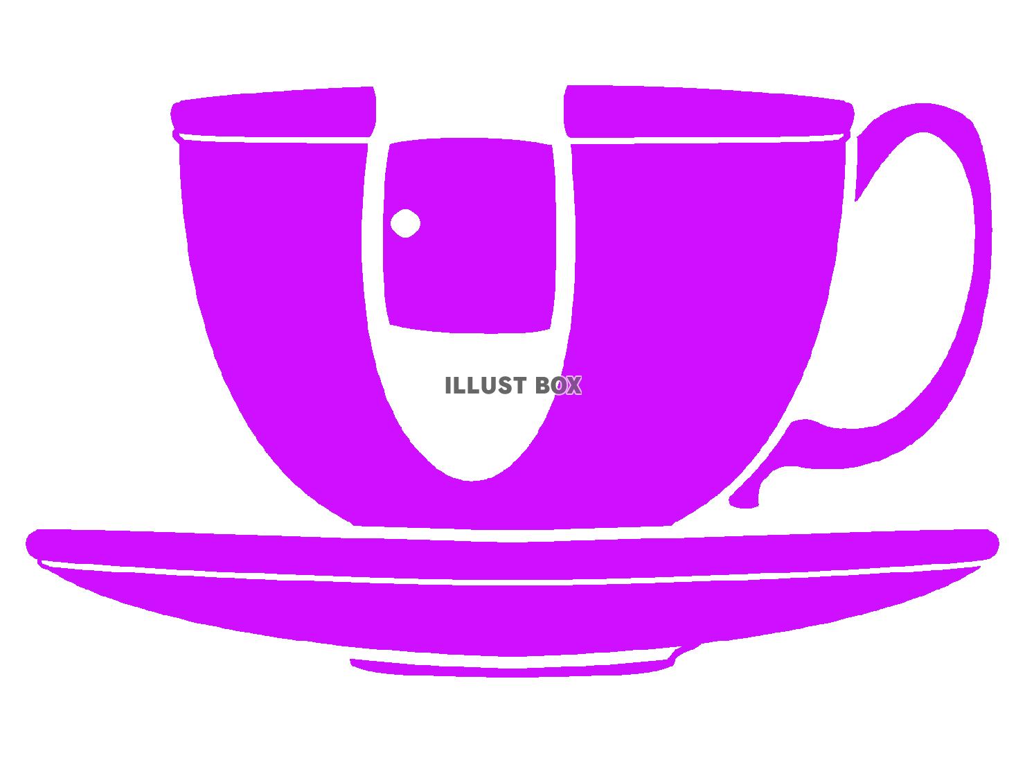 紫色の遊園地のコーヒーカップのシルエット