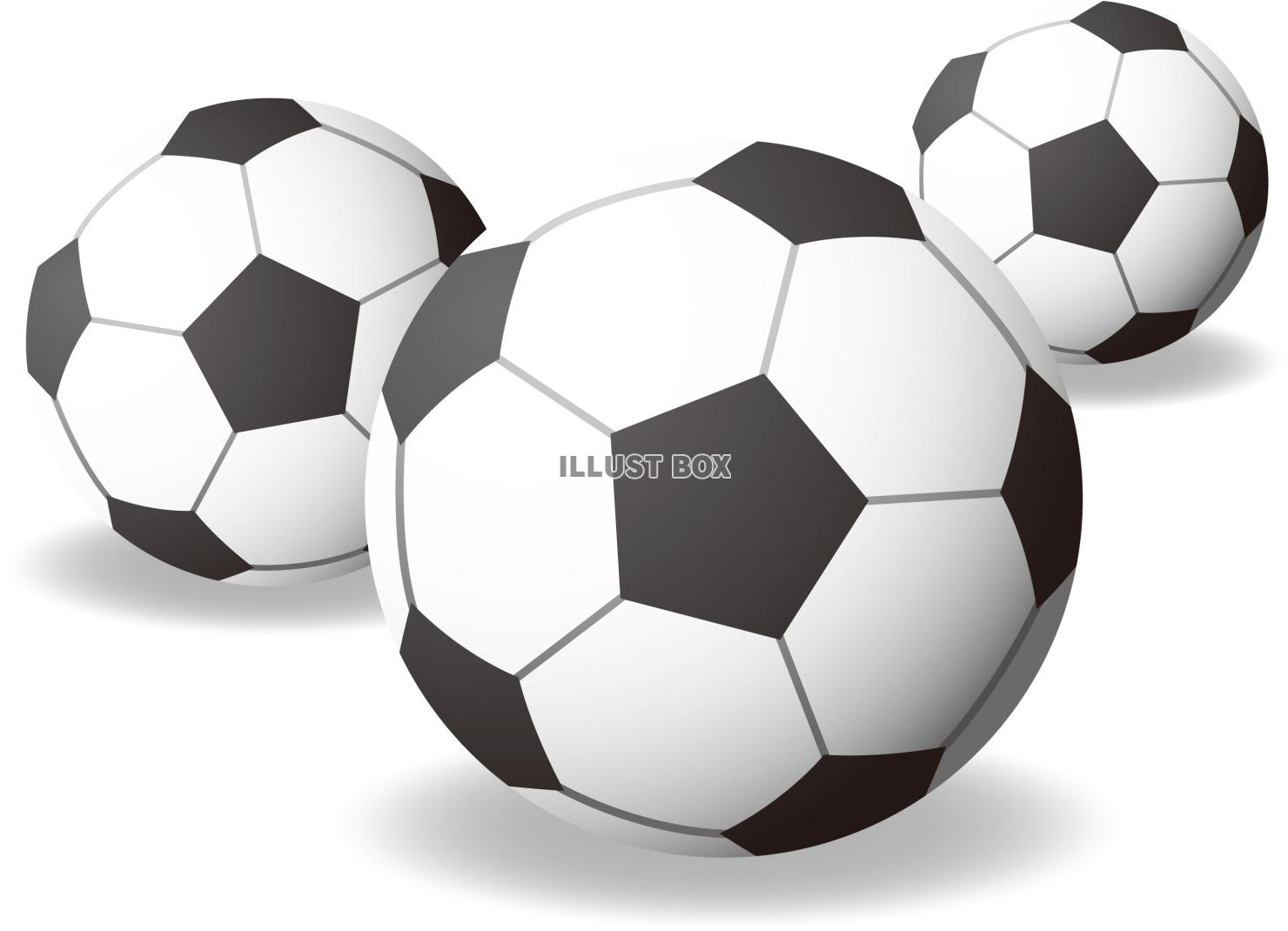 サッカーのイメージイラスト（サッカーボール 3個）