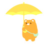 黄色い傘とクマのイラスト