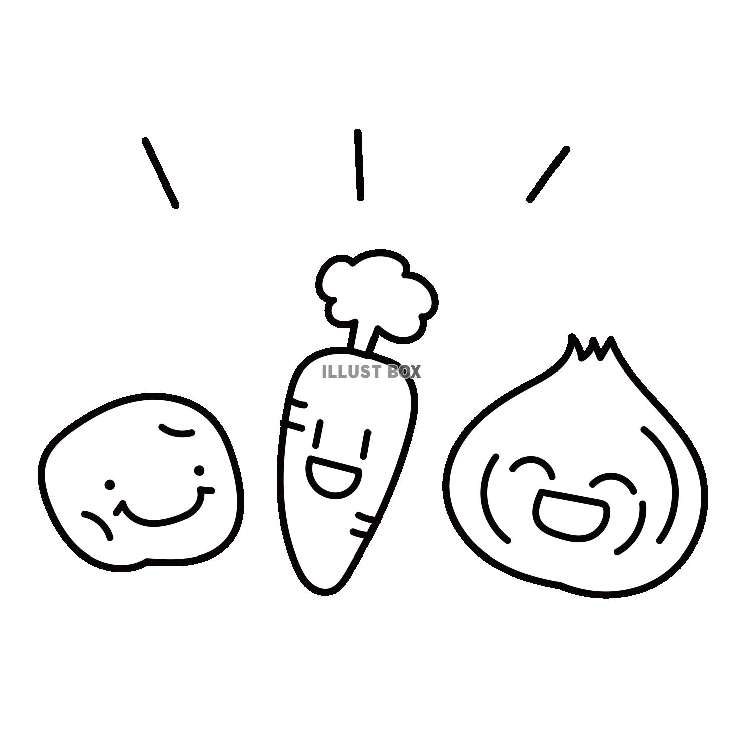 笑顔の野菜（ジャガイモ・ニンジン・タマネギ）