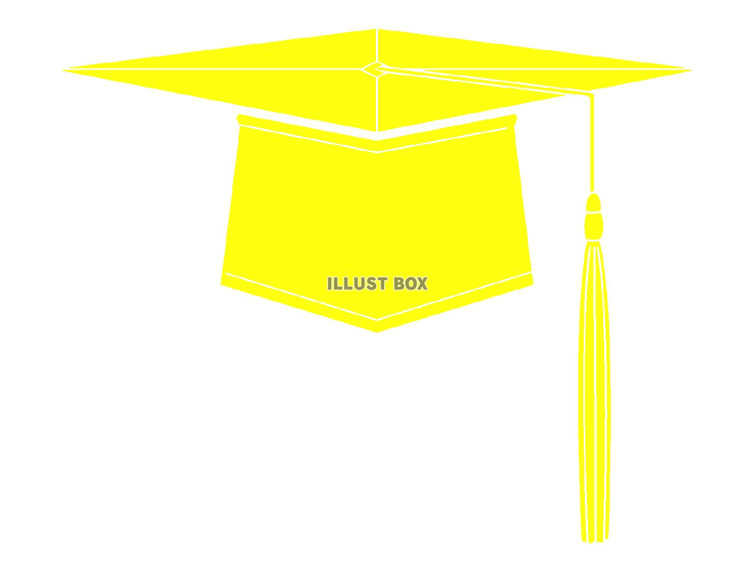 黄色の大学帽子のシルエット