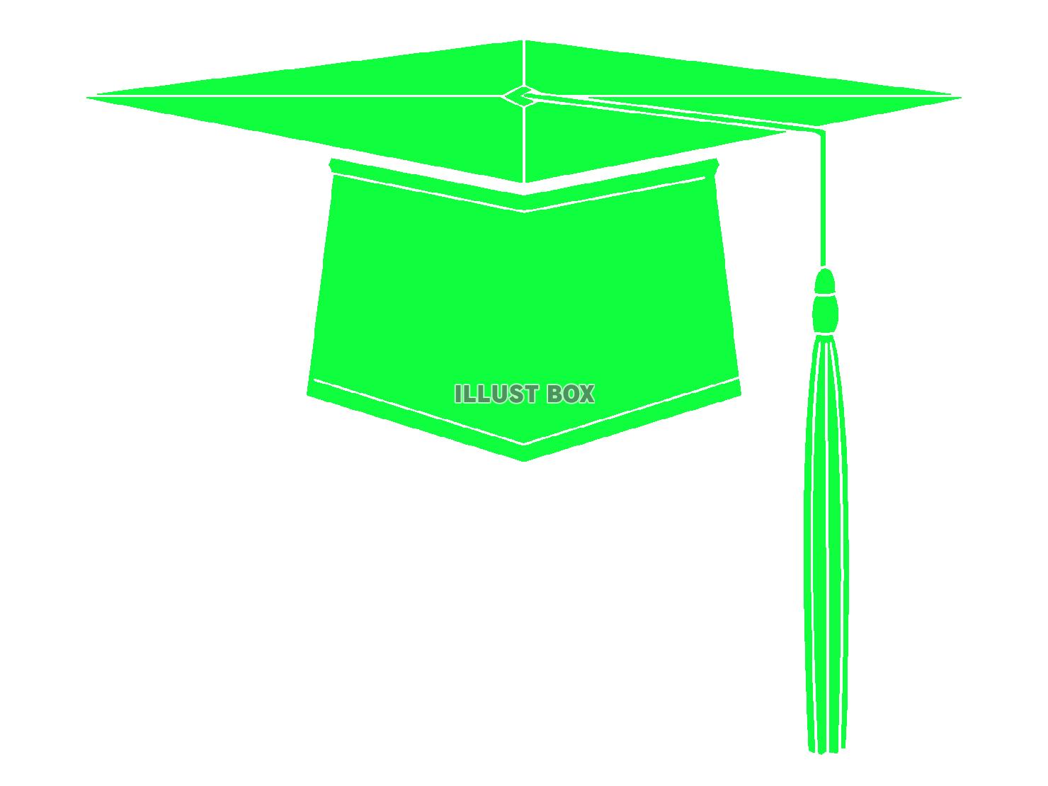 緑色の大学帽子のシルエット