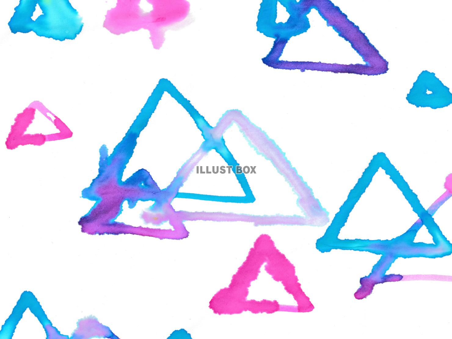 カラフルな手描き三角模様の水彩テクスチャ背景　522