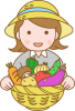 農業、農家の女性、野菜の収穫