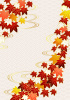青海波地に文様紅葉の秋の和背景タテ