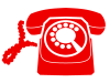 赤色の昔の電話機のシルエット