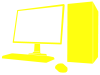 黄色のデスクトップパソコンのシルエット