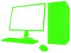 緑色のデスクトップパソコンのシルエット
