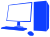 青色のデスクトップパソコンのシルエット