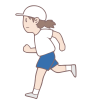 運動会の徒競走で走っている女の子