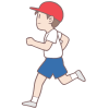 運動会の徒競走で走っている男の子