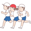 運動会の徒競走で走っている子供たち