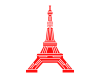赤色のエッフェル塔のシルエット