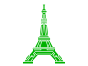 緑色のエッフェル塔のシルエット