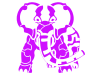 紫色の象の魔物のシルエット