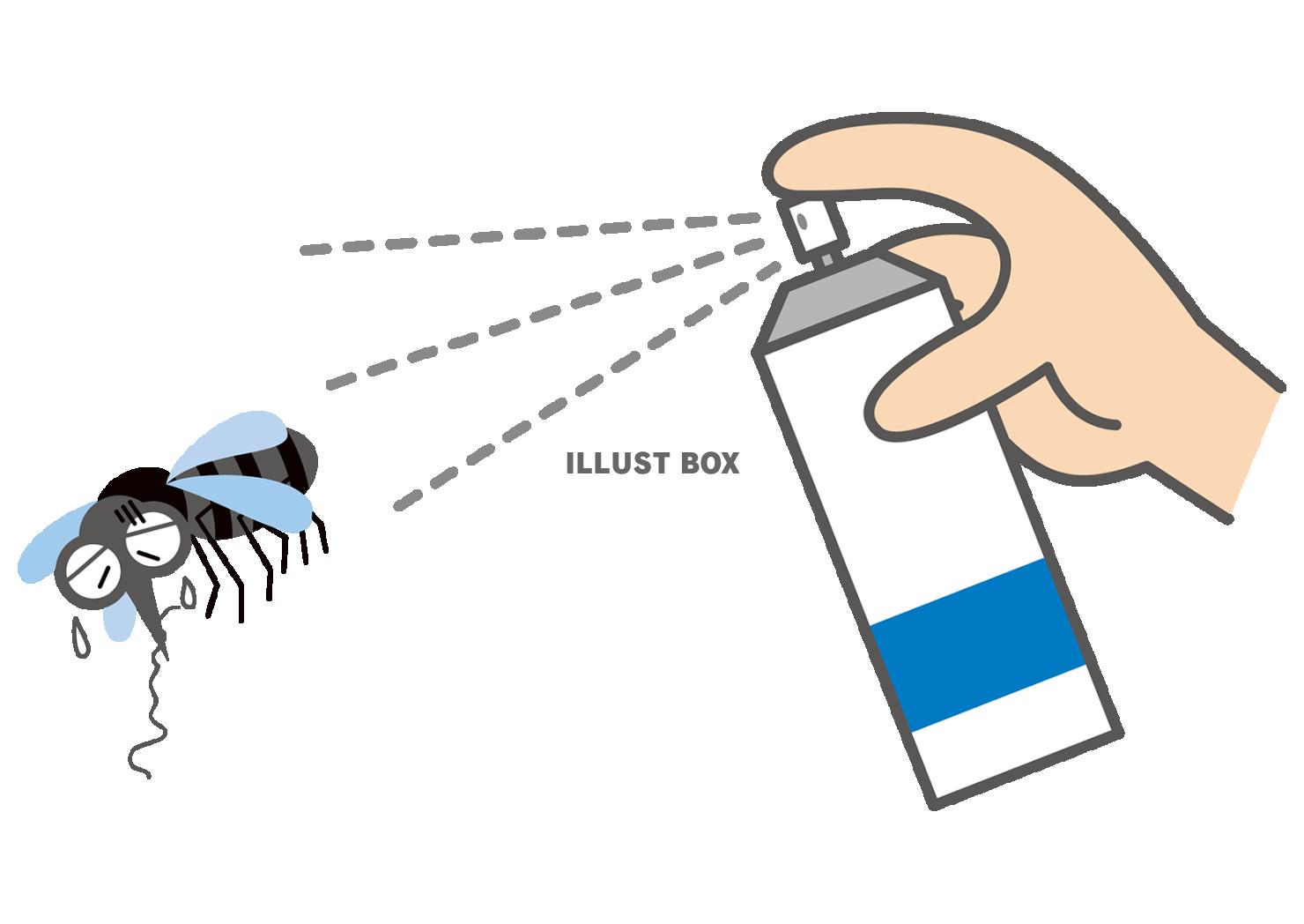 スプレー噴射されて弱る蚊のイラスト