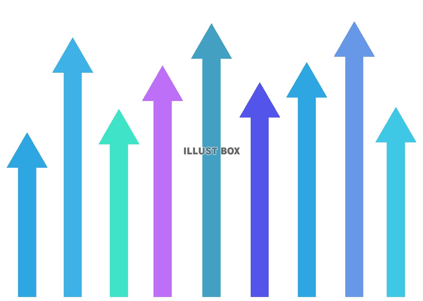 2_矢印_上向きのカラフルな矢印・寒色