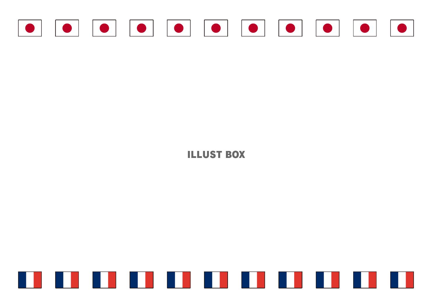 6_国旗_日本フランス・上下ラインフレーム・ふち有り