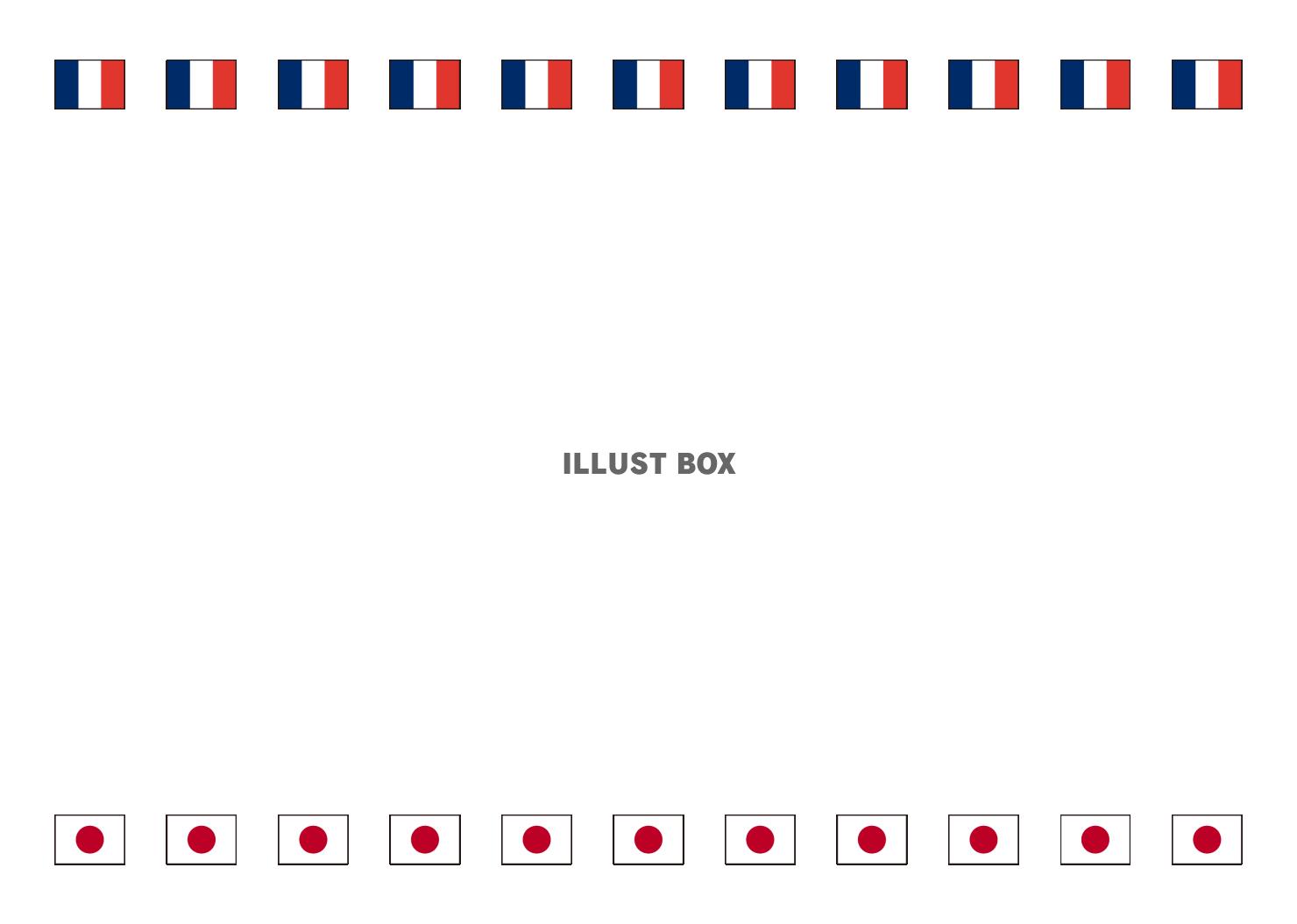 12_国旗_フランス日本・上下ラインフレーム・ふち有り