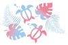ホヌ（カメ）とトロピカルリーフのイラスト2