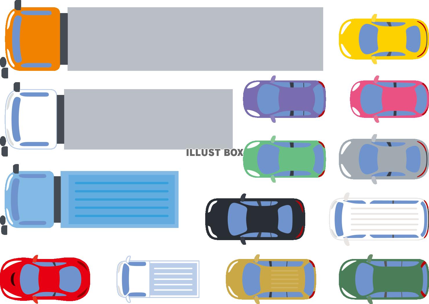  	いろいろなタイプの自動車の上面セット