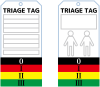 救命現場で優先順位を示すトリアージタッグ