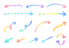 カラフルな水彩グラデーションの矢印セット
