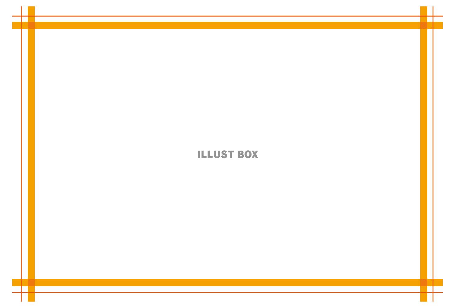 交差二重線の四角フレーム/オレンジ