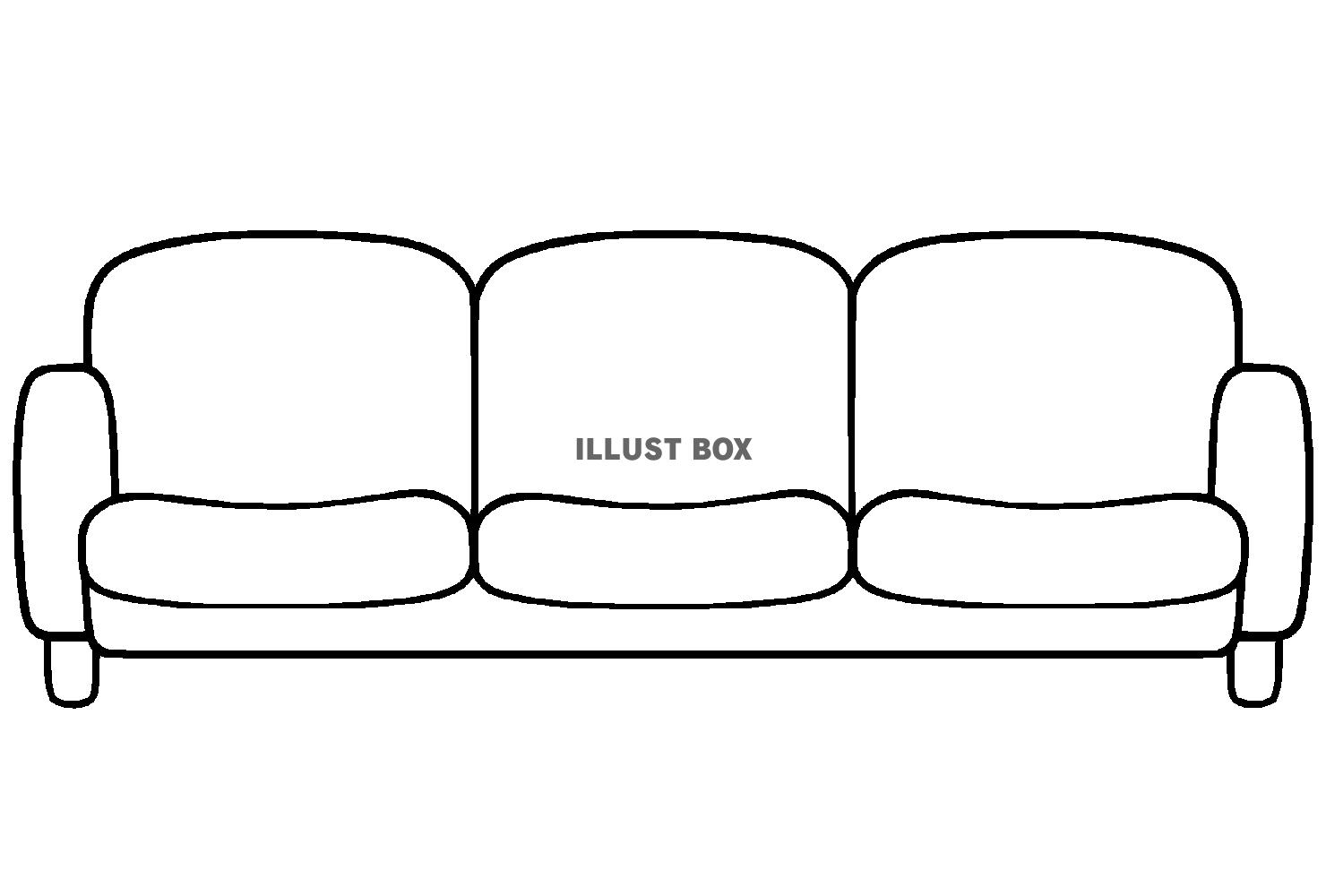 三人掛けのソファの線画