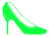 緑色の片方のハイヒールのシルエット